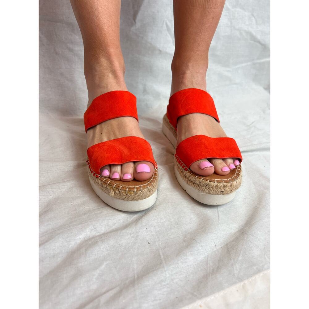 Franco Sarto Cappy Platform Neon Orange Red Sandals Sz 8